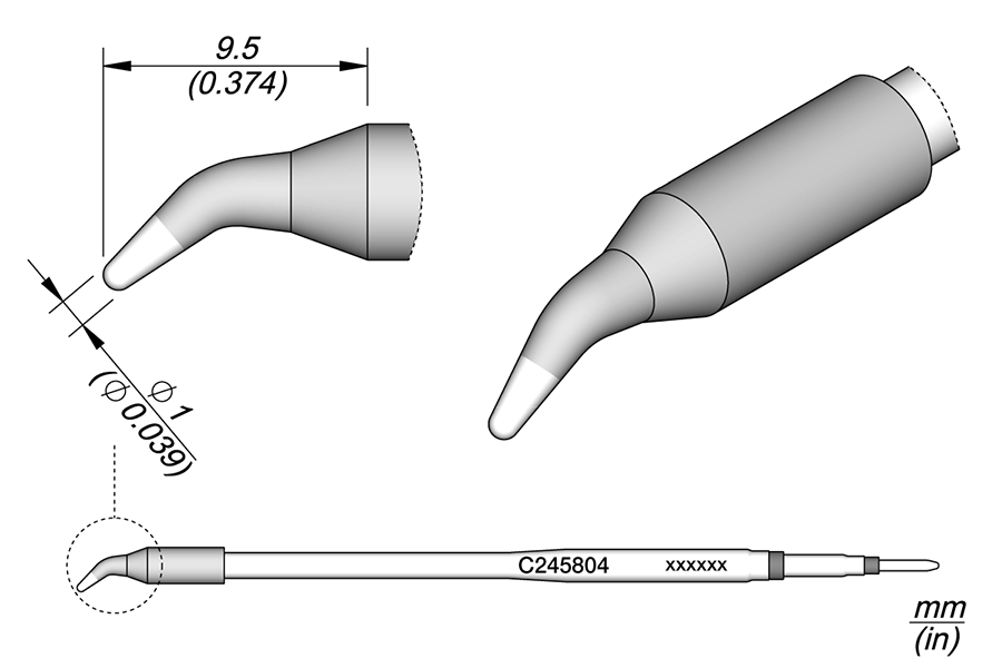 C245804 - Conical Bent Cartridge Ø 1 L